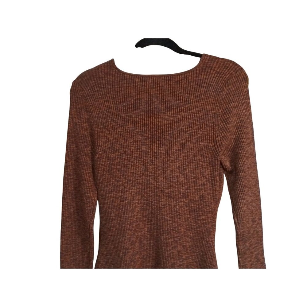 Abercrombie & Fitch Brown Ribbed Knit Long Sleeve Bodycon Dress - Picture 6 of 8